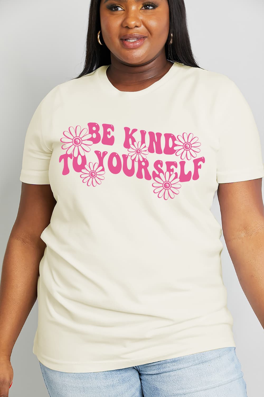 Simply Love Full Size BE KIND TO YOURSELF Flower Graphic Cotton Tee